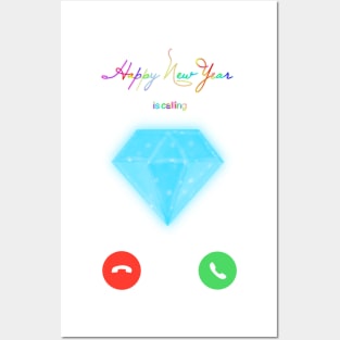 Happy new year is calling, happy holidays, diamond Posters and Art